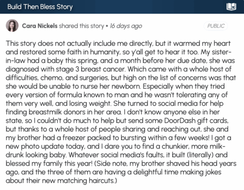 Build Then Bless story by Cara Nickels